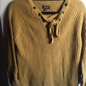 Timing mustard tie sweater